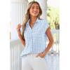 image:imagePRETTYGARDEN Womens Short Sleeve Shirts Plaid Button Down Blouse Dressy Casual 2026 Summer Spring Business Gingham Work TopsLight Blue