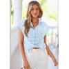 image:imagePRETTYGARDEN Womens Short Sleeve Shirts Plaid Button Down Blouse Dressy Casual 2026 Summer Spring Business Gingham Work TopsLight Blue