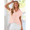 image:imagePRETTYGARDEN Womens Short Sleeve Shirts Plaid Button Down Blouse Dressy Casual 2026 Summer Spring Business Gingham Work TopsLight Pink