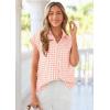 image:imagePRETTYGARDEN Womens Short Sleeve Shirts Plaid Button Down Blouse Dressy Casual 2026 Summer Spring Business Gingham Work TopsLight Pink