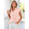 image:imagePRETTYGARDEN Womens Short Sleeve Shirts Plaid Button Down Blouse Dressy Casual 2026 Summer Spring Business Gingham Work TopsLight Pink