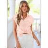 image:imagePRETTYGARDEN Womens Short Sleeve Shirts Plaid Button Down Blouse Dressy Casual 2026 Summer Spring Business Gingham Work TopsLight Pink