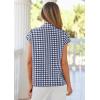 image:imagePRETTYGARDEN Womens Short Sleeve Shirts Plaid Button Down Blouse Dressy Casual 2026 Summer Spring Business Gingham Work TopsNavy