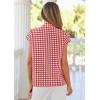 image:imagePRETTYGARDEN Womens Short Sleeve Shirts Plaid Button Down Blouse Dressy Casual 2026 Summer Spring Business Gingham Work TopsWine Red