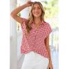 image:imagePRETTYGARDEN Womens Short Sleeve Shirts Plaid Button Down Blouse Dressy Casual 2026 Summer Spring Business Gingham Work TopsWine Red
