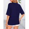 image:imagePRETTYGARDEN Womens Short Sleeve Sweater Tops 2026 Spring Summer Casual V Neck Ribbed Knit Trendy Eyelet Blouse T ShirtsDark Royal Blue