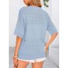 image:imagePRETTYGARDEN Womens Short Sleeve Sweater Tops 2026 Spring Summer Casual V Neck Ribbed Knit Trendy Eyelet Blouse T ShirtsLight Blue