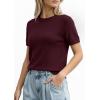 image:imagePRETTYGARDEN Womens Short Sleeve Sweaters 2026 Spring Crew Neck Knit Work Shirts Business Casual Tops Summer Fashion ClothesDark Burgundy