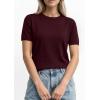 image:imagePRETTYGARDEN Womens Short Sleeve Sweaters 2026 Spring Crew Neck Knit Work Shirts Business Casual Tops Summer Fashion ClothesDark Burgundy