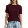 image:imagePRETTYGARDEN Womens Short Sleeve Sweaters 2026 Spring Crew Neck Knit Work Shirts Business Casual Tops Summer Fashion ClothesDark Burgundy