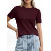 image:imagePRETTYGARDEN Womens Short Sleeve Sweaters 2026 Spring Crew Neck Knit Work Shirts Business Casual Tops Summer Fashion ClothesDark Burgundy