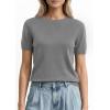 image:imagePRETTYGARDEN Womens Short Sleeve Sweaters 2026 Spring Crew Neck Knit Work Shirts Business Casual Tops Summer Fashion ClothesGrey