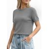image:imagePRETTYGARDEN Womens Short Sleeve Sweaters 2026 Spring Crew Neck Knit Work Shirts Business Casual Tops Summer Fashion ClothesGrey