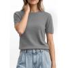 image:imagePRETTYGARDEN Womens Short Sleeve Sweaters 2026 Spring Crew Neck Knit Work Shirts Business Casual Tops Summer Fashion ClothesGrey