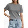 image:imagePRETTYGARDEN Womens Short Sleeve Sweaters 2026 Spring Crew Neck Knit Work Shirts Business Casual Tops Summer Fashion ClothesGrey