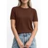 image:imagePRETTYGARDEN Womens Short Sleeve Sweaters 2026 Spring Crew Neck Knit Work Shirts Business Casual Tops Summer Fashion ClothesLight Brown