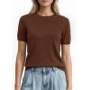 image:imagePRETTYGARDEN Womens Short Sleeve Sweaters 2026 Spring Crew Neck Knit Work Shirts Business Casual Tops Summer Fashion ClothesLight Brown
