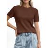 image:imagePRETTYGARDEN Womens Short Sleeve Sweaters 2026 Spring Crew Neck Knit Work Shirts Business Casual Tops Summer Fashion ClothesLight Brown
