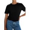 image:imagePRETTYGARDEN Womens Short Sleeve Tops Summer 2026 Casual Crewneck Cotton Basic Tee Shirts Fashion Clothing Spring OutfitsBlack