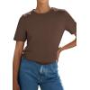 image:imagePRETTYGARDEN Womens Short Sleeve Tops Summer 2026 Casual Crewneck Cotton Basic Tee Shirts Fashion Clothing Spring OutfitsBrown