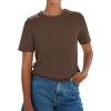 image:imagePRETTYGARDEN Womens Short Sleeve Tops Summer 2026 Casual Crewneck Cotton Basic Tee Shirts Fashion Clothing Spring OutfitsBrown