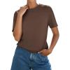 image:imagePRETTYGARDEN Womens Short Sleeve Tops Summer 2026 Casual Crewneck Cotton Basic Tee Shirts Fashion Clothing Spring OutfitsBrown
