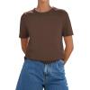 image:imagePRETTYGARDEN Womens Short Sleeve Tops Summer 2026 Casual Crewneck Cotton Basic Tee Shirts Fashion Clothing Spring OutfitsBrown