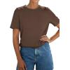 image:imagePRETTYGARDEN Womens Short Sleeve Tops Summer 2026 Casual Crewneck Cotton Basic Tee Shirts Fashion Clothing Spring OutfitsBrown