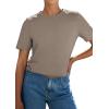 image:imagePRETTYGARDEN Womens Short Sleeve Tops Summer 2026 Casual Crewneck Cotton Basic Tee Shirts Fashion Clothing Spring OutfitsKhaki