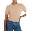 image:imagePRETTYGARDEN Womens Short Sleeve Tops Summer 2026 Casual Crewneck Cotton Basic Tee Shirts Fashion Clothing Spring OutfitsLight Khaki