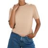 image:imagePRETTYGARDEN Womens Short Sleeve Tops Summer 2026 Casual Crewneck Cotton Basic Tee Shirts Fashion Clothing Spring OutfitsLight Khaki