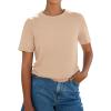 image:imagePRETTYGARDEN Womens Short Sleeve Tops Summer 2026 Casual Crewneck Cotton Basic Tee Shirts Fashion Clothing Spring OutfitsLight Khaki