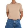 image:imagePRETTYGARDEN Womens Short Sleeve Tops Summer 2026 Casual Crewneck Cotton Basic Tee Shirts Fashion Clothing Spring OutfitsLight Khaki