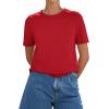 image:imagePRETTYGARDEN Womens Short Sleeve Tops Summer 2026 Casual Crewneck Cotton Basic Tee Shirts Fashion Clothing Spring OutfitsRed