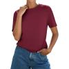 image:imagePRETTYGARDEN Womens Short Sleeve Tops Summer 2026 Casual Crewneck Cotton Basic Tee Shirts Fashion Clothing Spring OutfitsWine Red