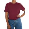 image:imagePRETTYGARDEN Womens Short Sleeve Tops Summer 2026 Casual Crewneck Cotton Basic Tee Shirts Fashion Clothing Spring OutfitsWine Red