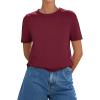 image:imagePRETTYGARDEN Womens Short Sleeve Tops Summer 2026 Casual Crewneck Cotton Basic Tee Shirts Fashion Clothing Spring OutfitsWine Red