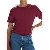 image:imagePRETTYGARDEN Womens Short Sleeve Tops Summer 2026 Casual Crewneck Cotton Basic Tee Shirts Fashion Clothing Spring OutfitsWine Red