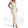image:imagePRETTYGARDEN Womens Spring Formal Dress 2026 Summer Elegant Sleeveless Floral Lace Cocktail Wedding Guest Maxi Long DressesBeige Flowers