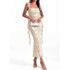 image:imagePRETTYGARDEN Womens Spring Formal Dress 2026 Summer Elegant Sleeveless Floral Lace Cocktail Wedding Guest Maxi Long DressesBeige Flowers