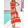 image:imagePRETTYGARDEN Womens Summer Boho Maxi Dress 2026 Casual Sleeveless Square Neck Floral Aline Smocked Beach Dresses with PocketsFloral Brick Red White