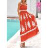 image:imagePRETTYGARDEN Womens Summer Boho Maxi Dress 2026 Casual Sleeveless Square Neck Floral Aline Smocked Beach Dresses with PocketsFloral Brick Red White