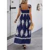 image:imagePRETTYGARDEN Womens Summer Boho Maxi Dress 2026 Casual Sleeveless Square Neck Floral Aline Smocked Beach Dresses with PocketsFloral Navy White