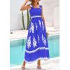 image:imagePRETTYGARDEN Womens Summer Boho Maxi Dress 2026 Casual Sleeveless Square Neck Floral Aline Smocked Beach Dresses with PocketsFloral Royal Blue White