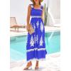 image:imagePRETTYGARDEN Womens Summer Boho Maxi Dress 2026 Casual Sleeveless Square Neck Floral Aline Smocked Beach Dresses with PocketsFloral Royal Blue White