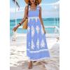 image:imagePRETTYGARDEN Womens Summer Boho Maxi Dress 2026 Casual Sleeveless Square Neck Floral Aline Smocked Beach Dresses with PocketsFloral Sky Blue White