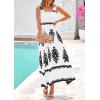 image:imagePRETTYGARDEN Womens Summer Boho Maxi Dress 2026 Casual Sleeveless Square Neck Floral Aline Smocked Beach Dresses with PocketsFloral White Black