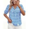 image:imagePRETTYGARDEN Womens Summer Boho Tops 2026 Tie Front V Neck Print Loose Fit Short Sleeve Peasant Blouses Vacation OutfitsFloral Blue
