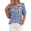 image:imagePRETTYGARDEN Womens Summer Boho Tops 2026 Tie Front V Neck Print Loose Fit Short Sleeve Peasant Blouses Vacation OutfitsFloral Navy