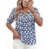 image:imagePRETTYGARDEN Womens Summer Boho Tops 2026 Tie Front V Neck Print Loose Fit Short Sleeve Peasant Blouses Vacation OutfitsFloral Navy
